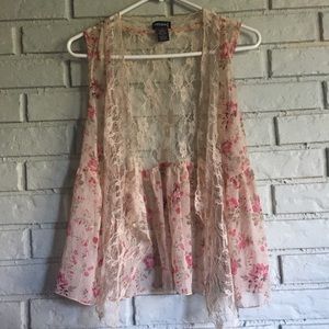 Floral and lace vest